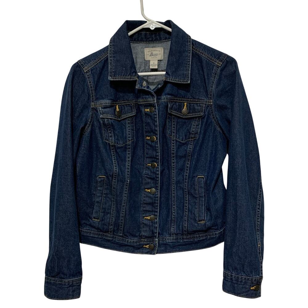 G H Bass Jean Jacket Navy Blue Size Medium 100% Cotton